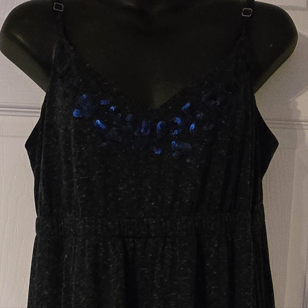 Simply Vera Vera Wang Heathered Blue W/ Sequin Neck Adjustable Strap, Pocket L